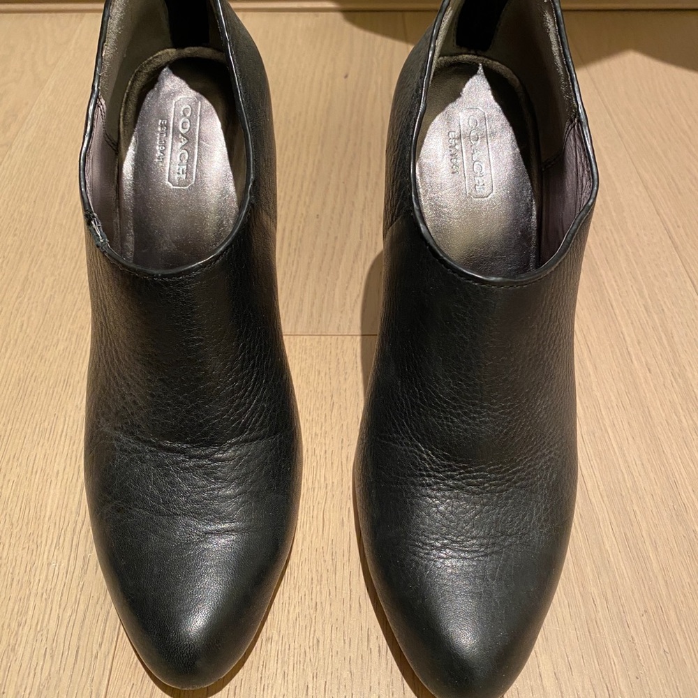 Coach Leather Black Heel Booties